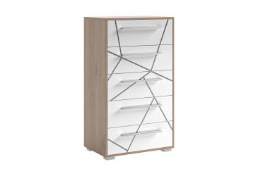 Фото Комод Svit Mebliv Тони с 5 ящиками 60 см, Дуб артизан / нимфеа альба