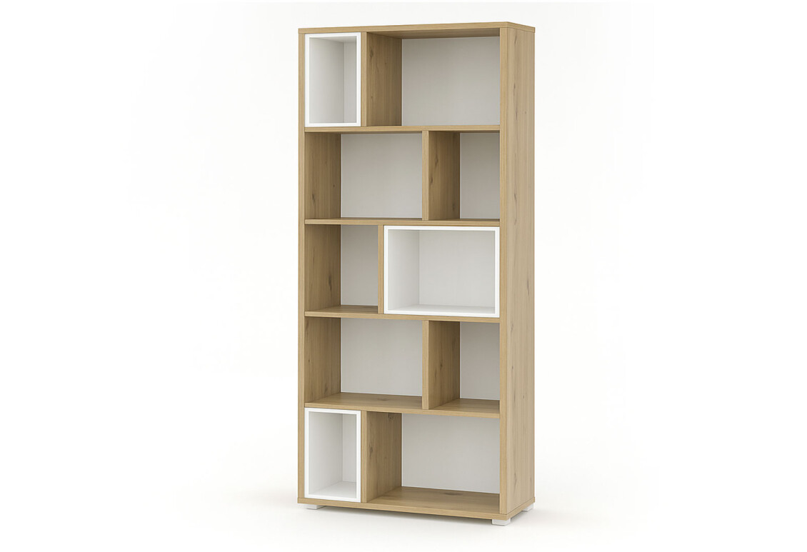 Фото Шафа-стелаж відкритий Світ Меблів Тоні зі вставками 90 см, Дуб артизан / білий