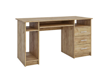 Фото Стіл комп'ютерний Garant 2 140x60 см з шухлядами, полицями і нішею дуб крафт золотий