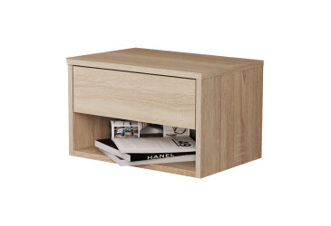 Фото Тумба приліжкова навісна Світ Меблів Міла з шухлядою 45 см, Дуб сонома