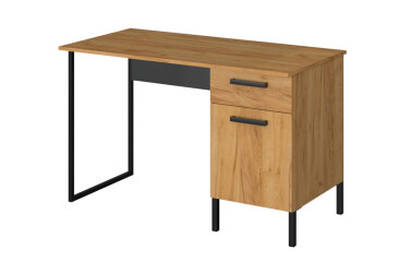 Фото Стол письменный ВМВ Холдинг Сантес 120x60 см с тумбой и ящиком дуб крафт золотой / антрацит