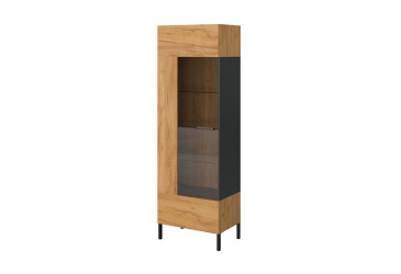 Фото Шкаф-витрина высокая ВМВ Холдинг Сантес 64 см дуб крафт золотой / антрацит