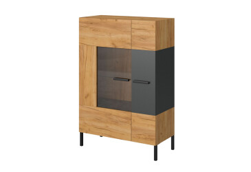 Фото Шкаф-витрина низкая ВМВ Холдинг Сантес 90 см дуб крафт золотой / антрацит