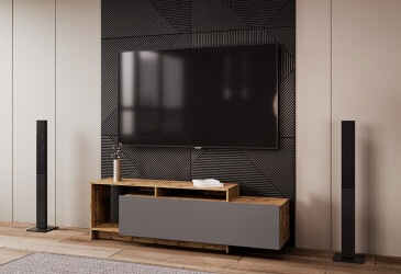 Фото Тумба под ТВ Doros U2 с дверкой и полками 160 см, Тахо / Графит