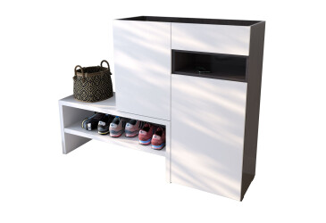 Фото Тумба для обуви Moreli RS-4 с дверцами, полками и ящиком 85 см венге магия / белый