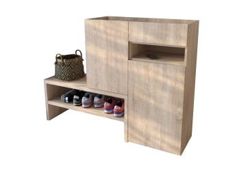 Фото Тумба для обуви Moreli RS-4 с дверцами, полками и ящиком 85 см дуб сонома