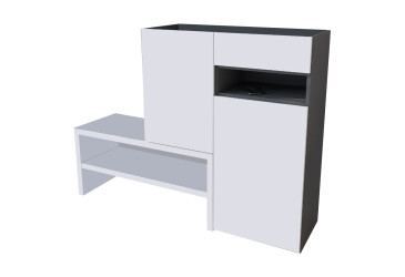 Фото Тумба для обуви Moreli RS-4 с дверцами, полками и ящиком 85 см антрацит / белый