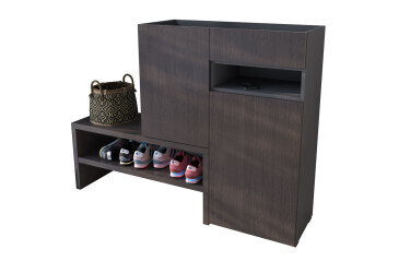 Фото Тумба для обуви Moreli RS-4 с дверцами, полками и ящиком 85 см антрацит / венге магия