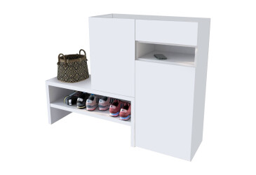 Фото Тумба для обуви Moreli RS-4 с дверцами, полками и ящиком 85 см белый