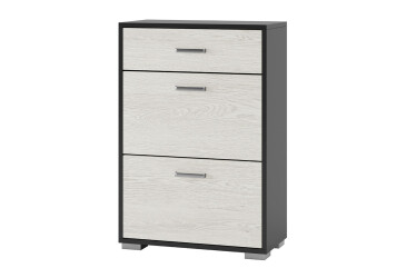 Фото Тумба под обувь Svit Mebliv с 2 отделениями и ящиком 60 см антрацит / артвуд светлый