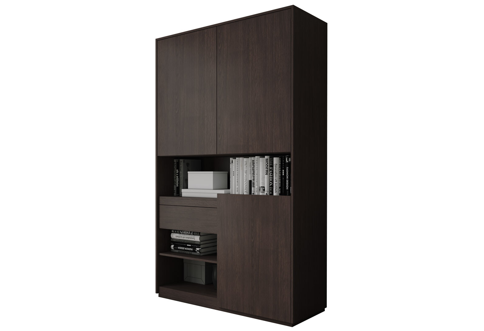 Фото 1 - Пенал Moreli RS-1 з полицями, дверцятами та шухлядою 124 см венге магія