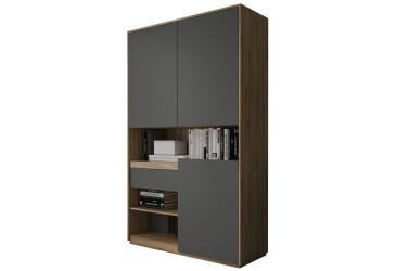 Фото Пенал Moreli RS-1 з полицями, дверцятами та шухлядою 124 см дуб аппалачі / антрацит