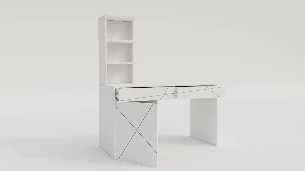 Image 1 - Стіл письмовий Garant Геометрія 130x61 см з тумбою, шухлядами і надставкою, збірка ліва, білий